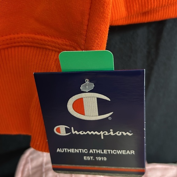 NEW WITH TAG Champion Men's Powerblend Fleece Sweatshirt Orange Size M - Picture 7 of 8